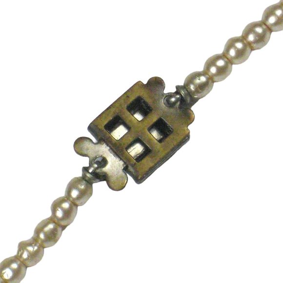 Imitation Pearl Necklace Choker 16 inch Strand Beaded Box Clasp Retro vintage - Picture 5 of 7